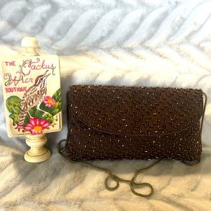 Walborg vintage brown beaded clutch purse